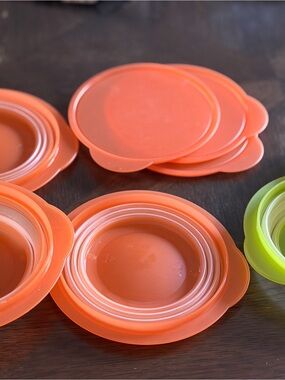 Tupperware Orange Silicone Stretch Lids Set